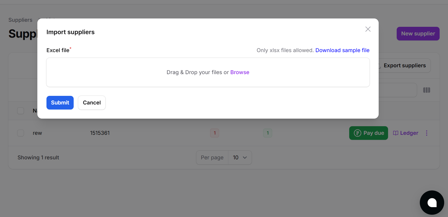 Bulk Import Supplier