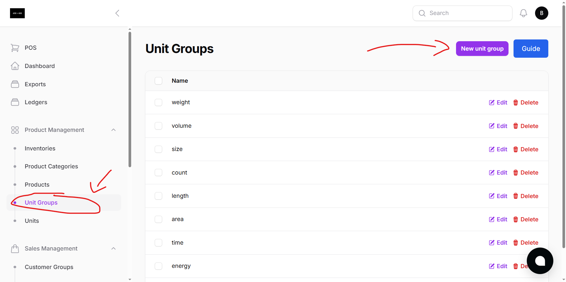 Unit Group Page